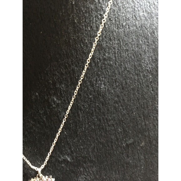Fashion Double G Heart Clear Stones Charm On 20” .925 Silver Dainty Necklace GUC - Picture 3 of 9